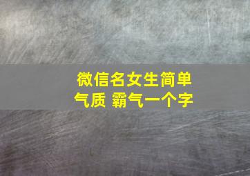 微信名女生简单气质 霸气一个字